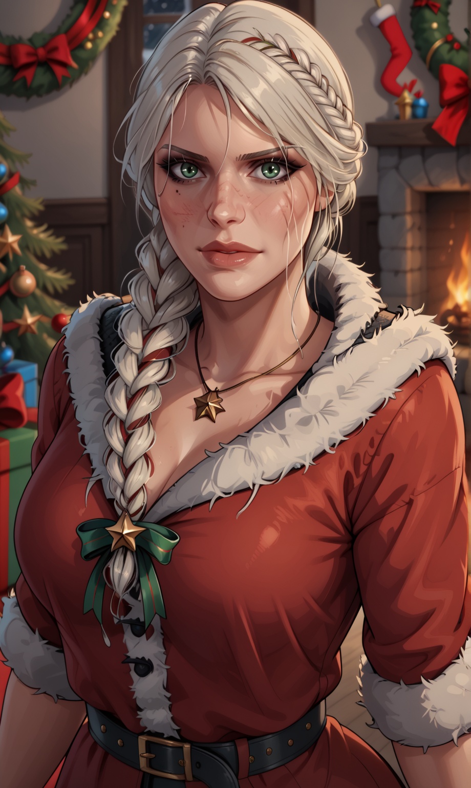Ciri-W4,  blonde hair,  piercing green eyes on Tensor.Art