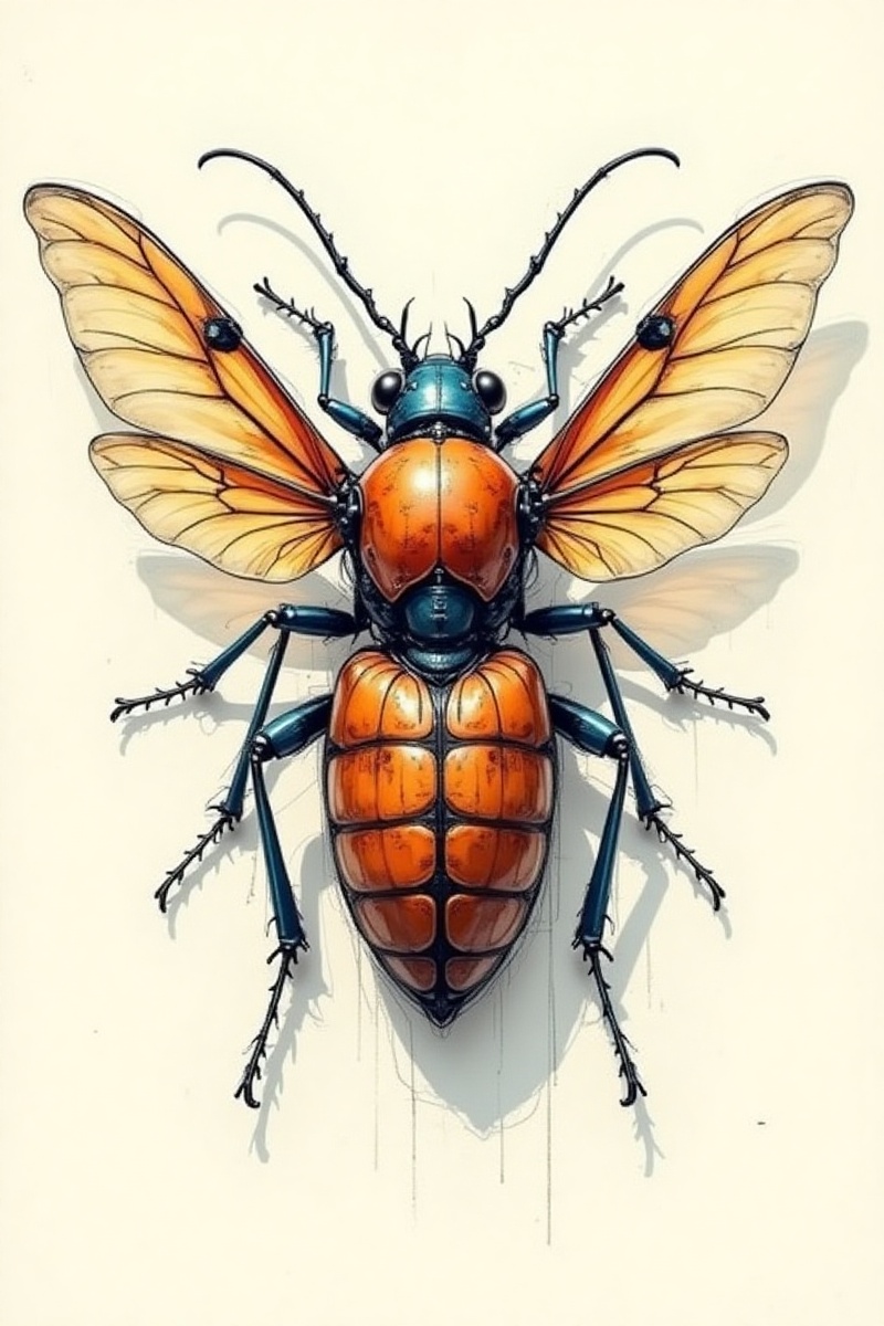 sketchbook,  cyber insect,  anti-aliasing on Tensor.Art