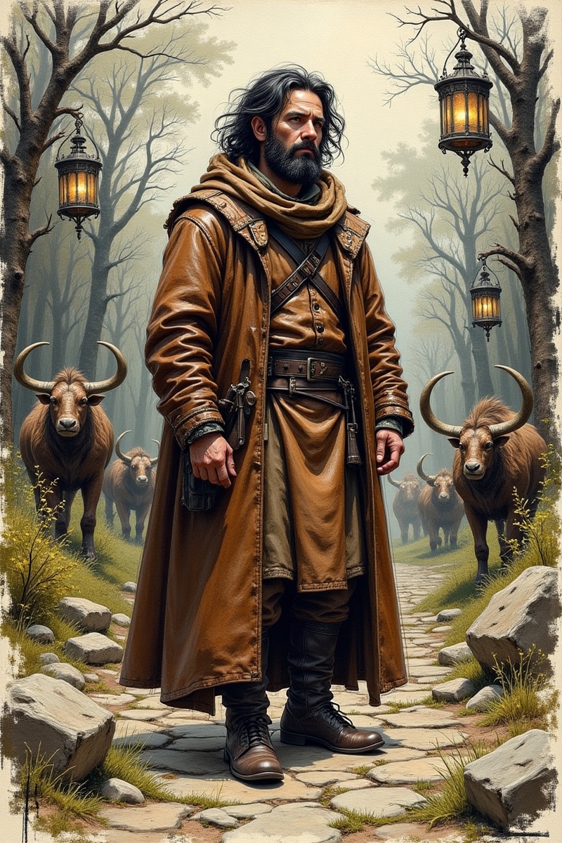 masterpiece oil painting style,  hunter man,  middle age on Tensor.Art