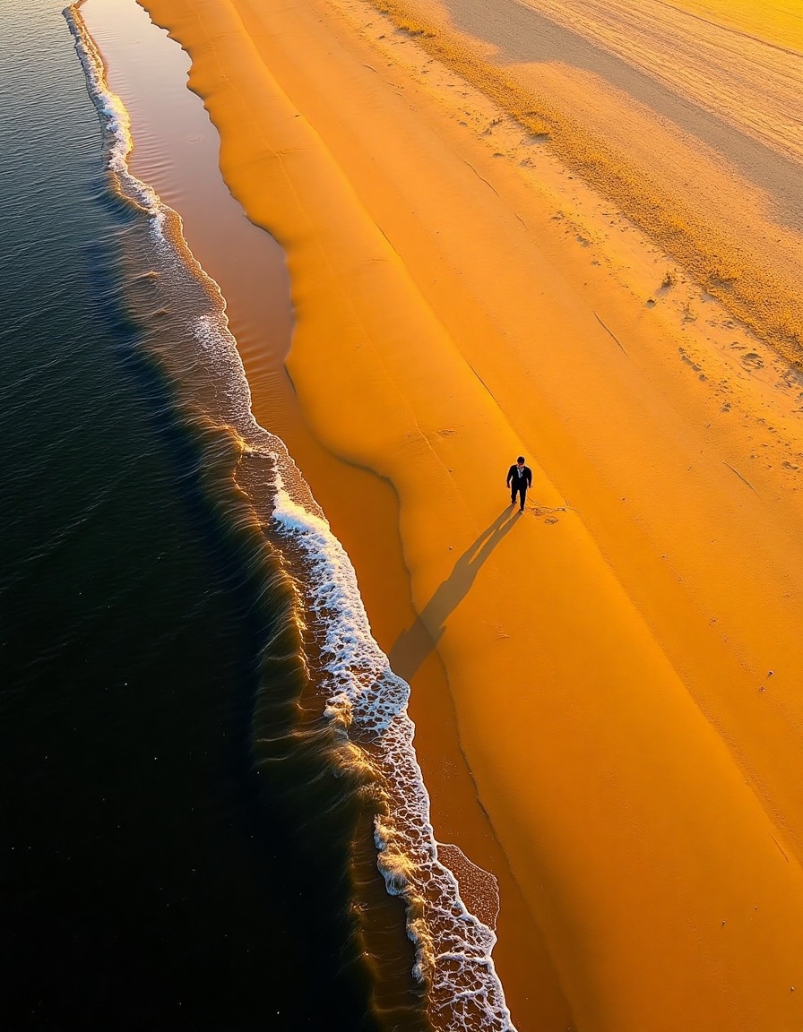 Golden beach,  long-exposure photography,  National Geographic-style photo on Tensor.Art
