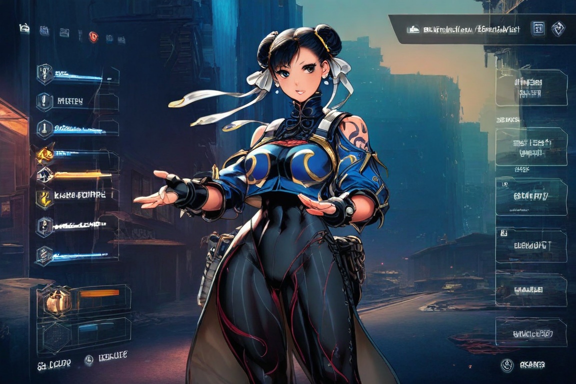 character_UI,  Digital anime-style drawing of a 1girl,  chun-li on Tensor.Art