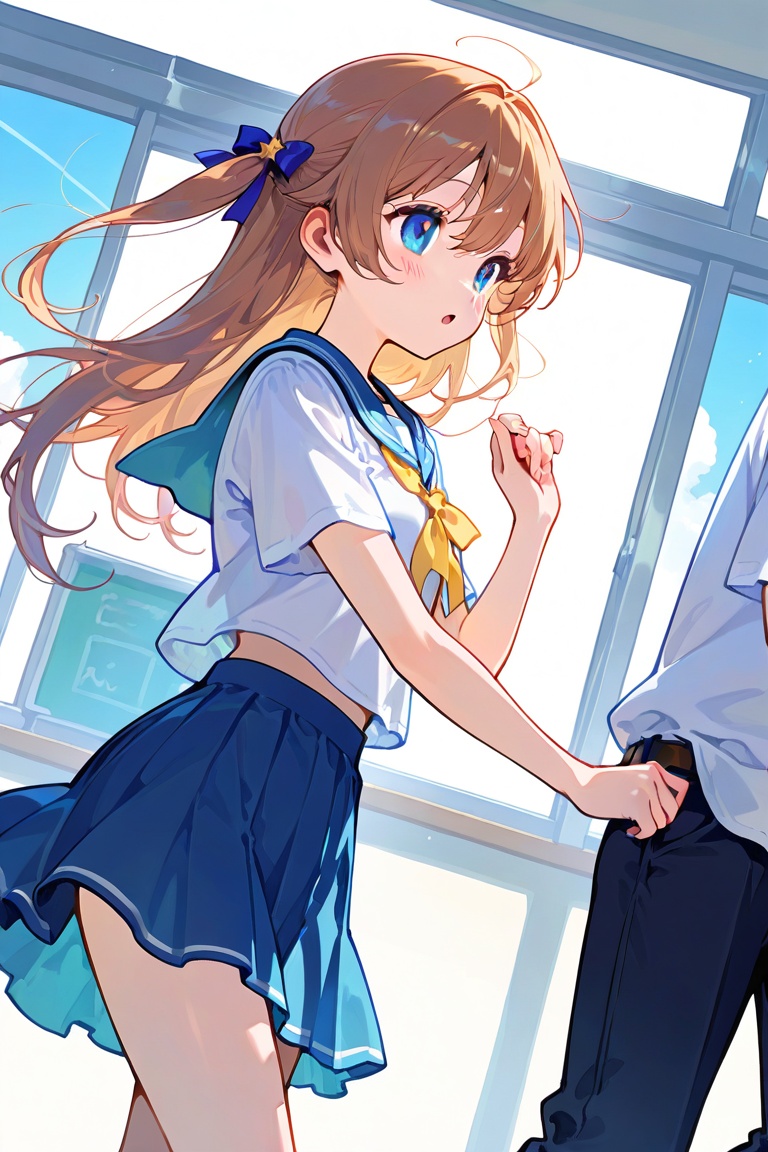 illustration,  1girl,  walking on campus classroom on Tensor.Art