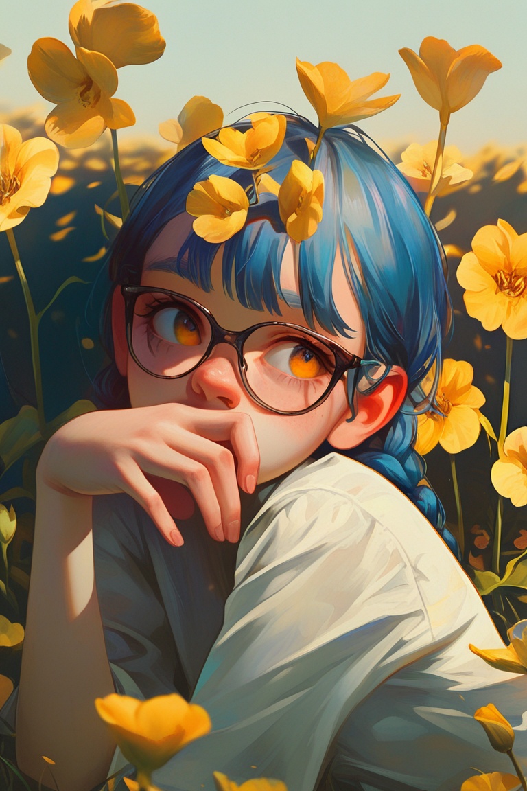 animaport,  1girl,  blue hair on Tensor.Art