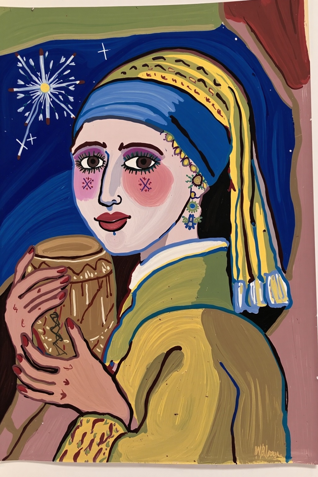 Girl with a Pearl Earring is now depicted wearing a traditional atbmrn made of silver . Anxious,  Sun Rays,  Photograph on...