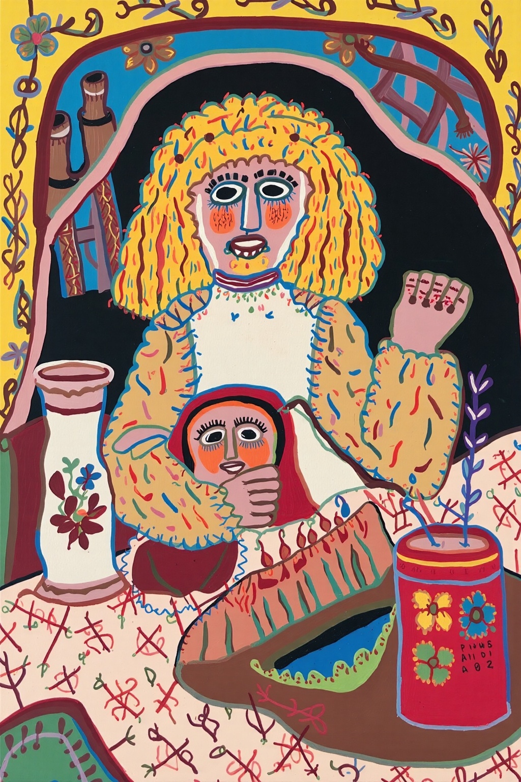 primitivism art by Henry Darger and Mary Fedden,  Poodle,  outsider art on Tensor.Art