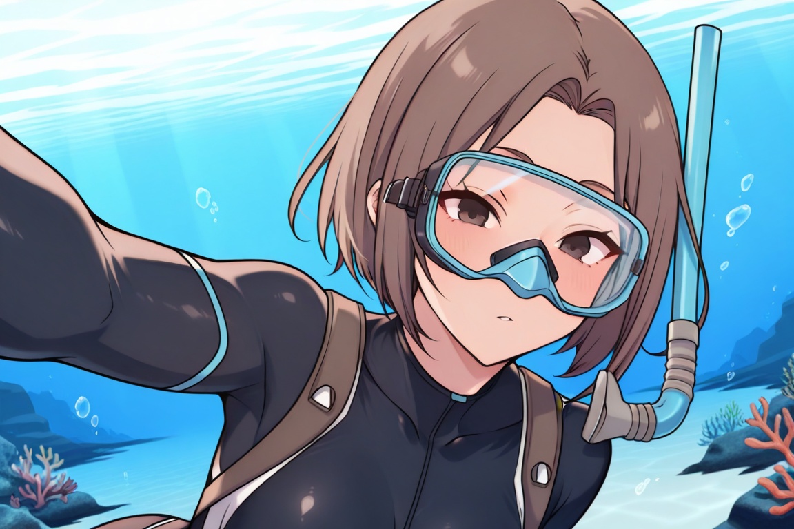 hanaaoki,  1girl,  black diving suit on Tensor.Art