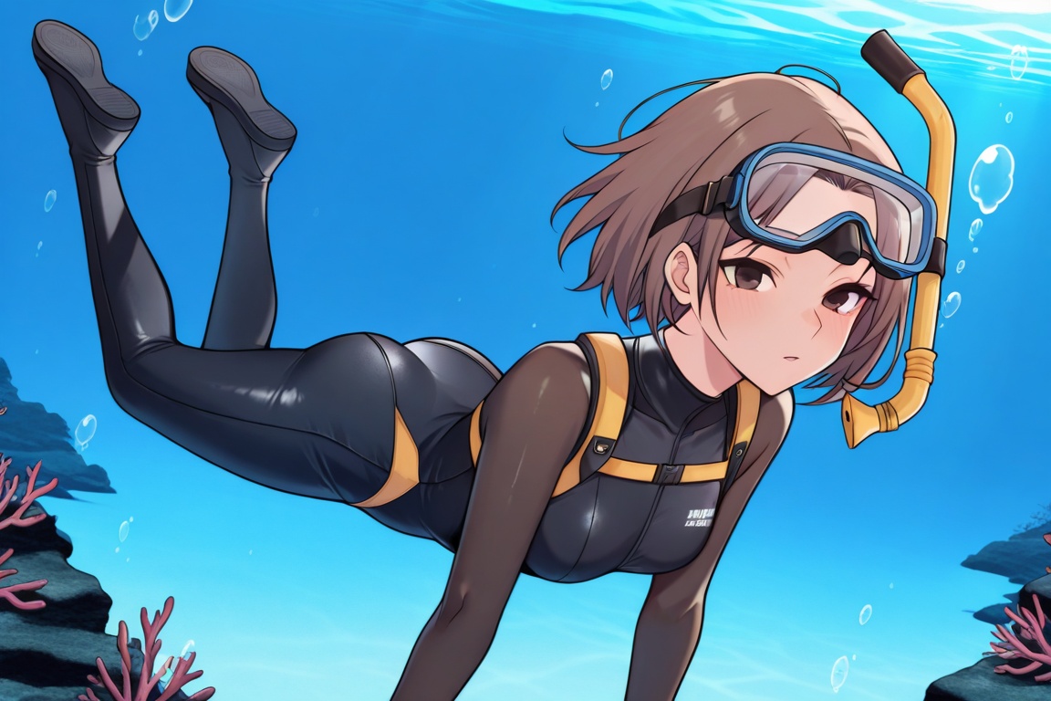 hanaaoki,  1girl,  black diving suit on Tensor.Art