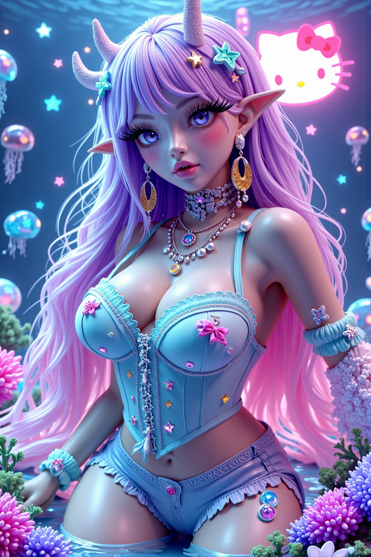 hello kitty as a girl,  white skin,  fur on Tensor.Art