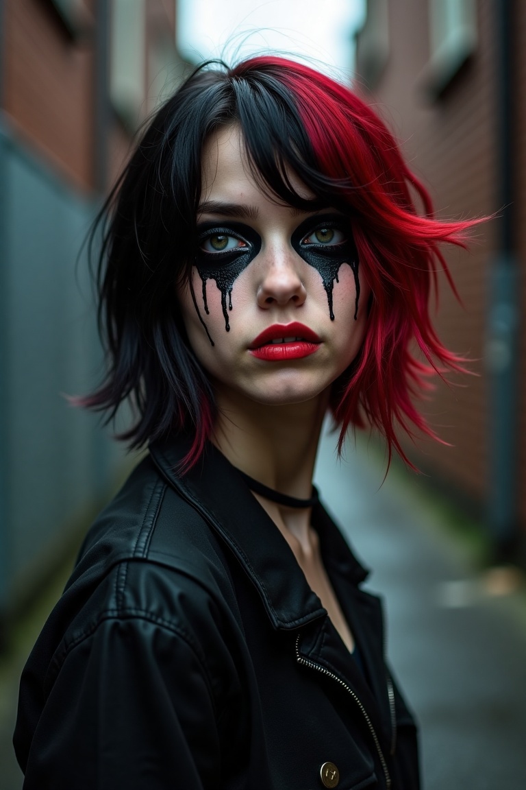 teenage girl on a backstreet alley,  teary eyes,  teenage outfit on Tensor.Art