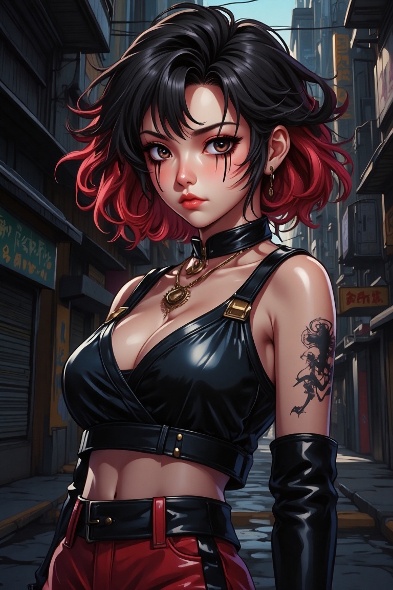 teenage girl on a backstreet alley,  teary eyes,  teenage outfit on Tensor.Art