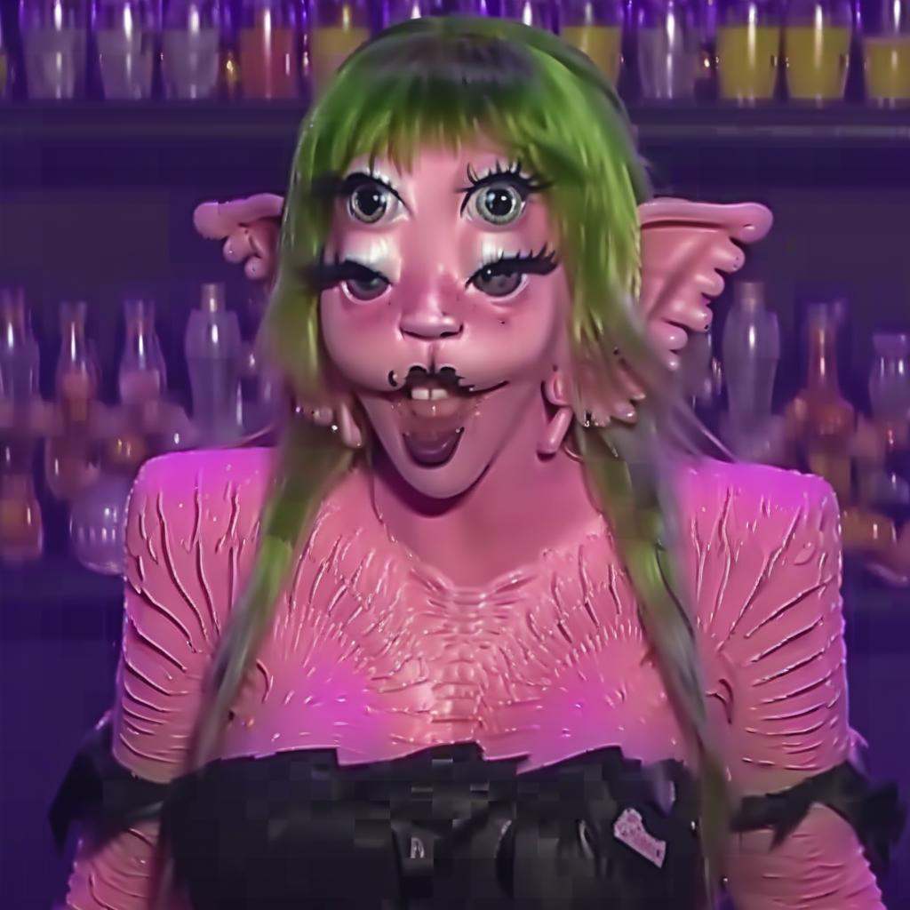 green hair,  pointy ears,  pink skin on Tensor.Art