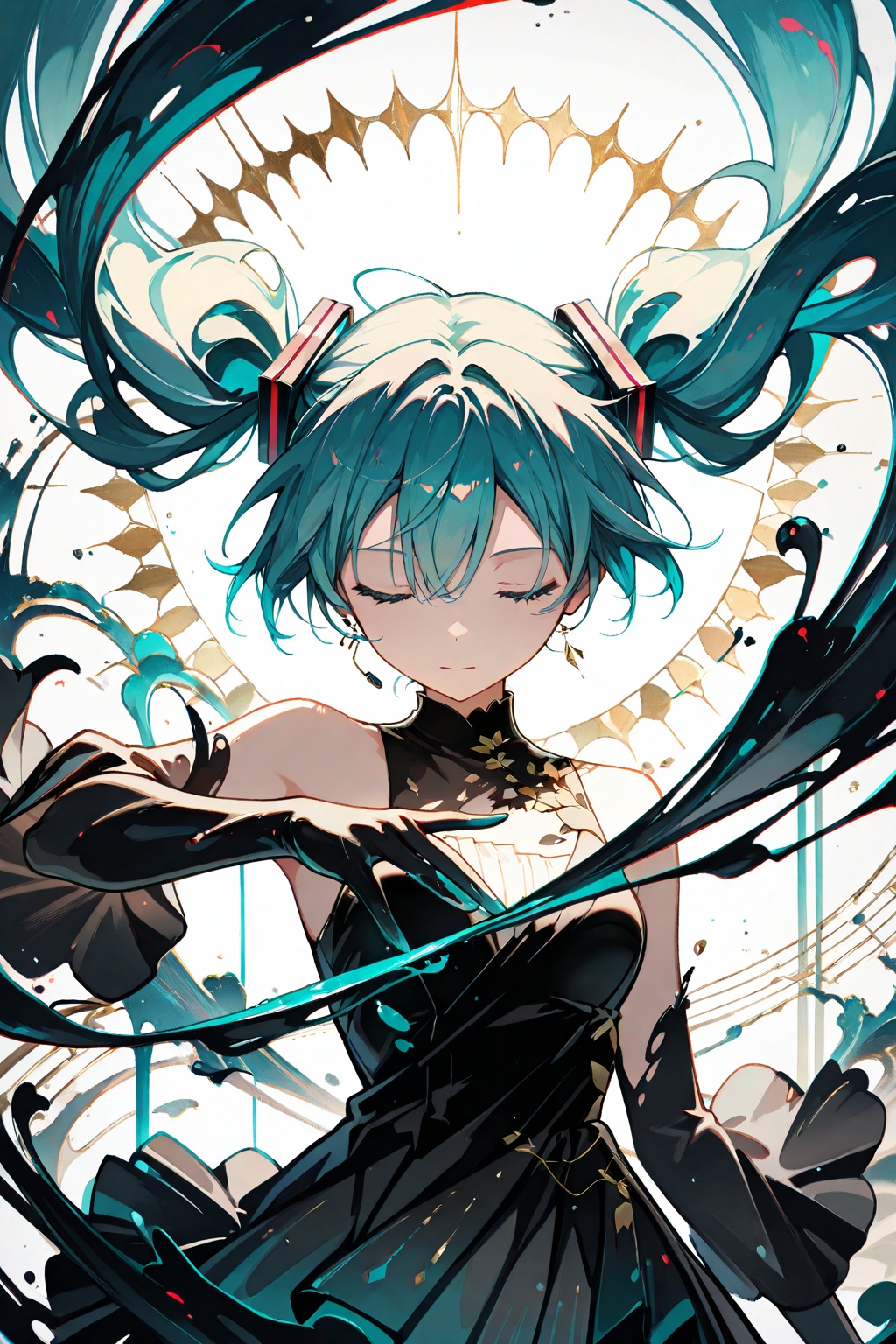 Hatsune Miku,  masterpiece,  upper body on Tensor.Art