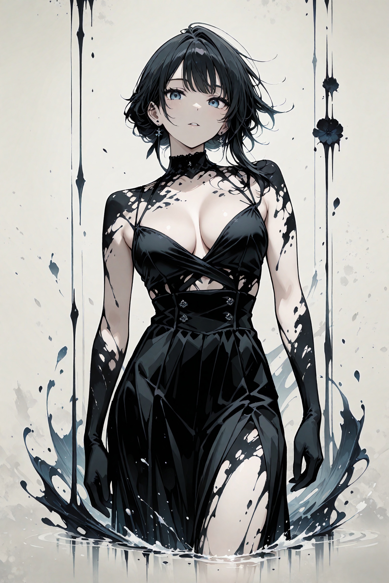 1girl,  Ink art on Tensor.Art