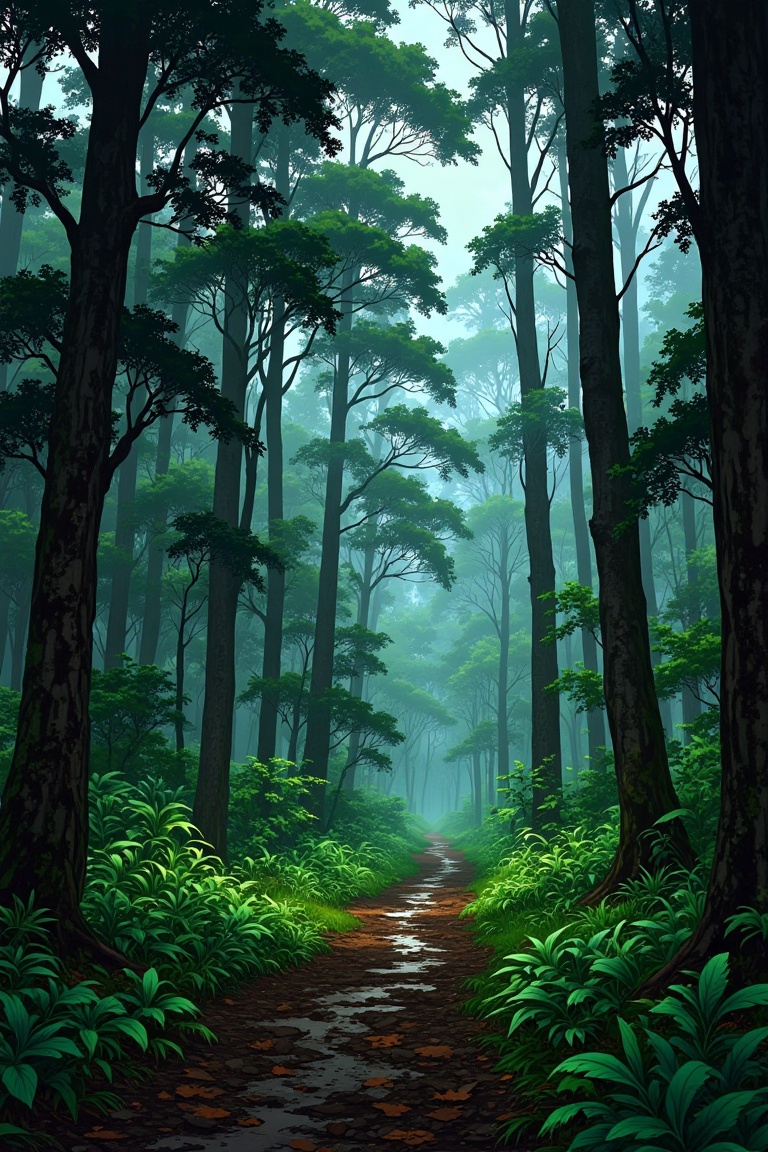 Aesthetic_wallpaper,  illustration wallpaper of amazon forest,  t0k style on Tensor.Art