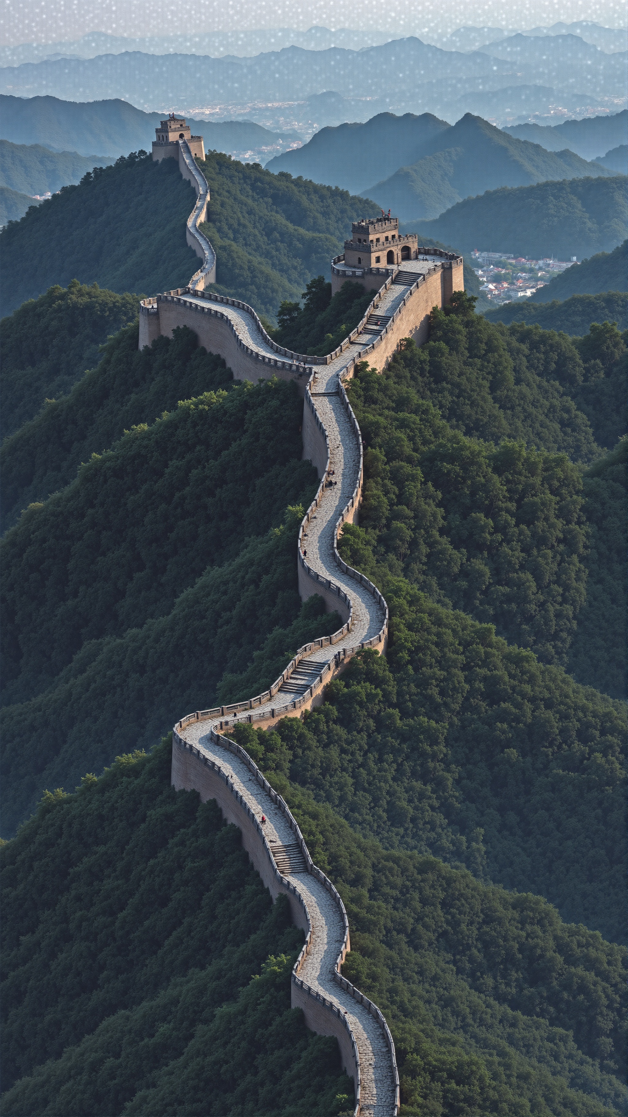 Aesthetic_wallpaper,  wallpaper of Great Wall of China,  aerial view on Tensor.Art