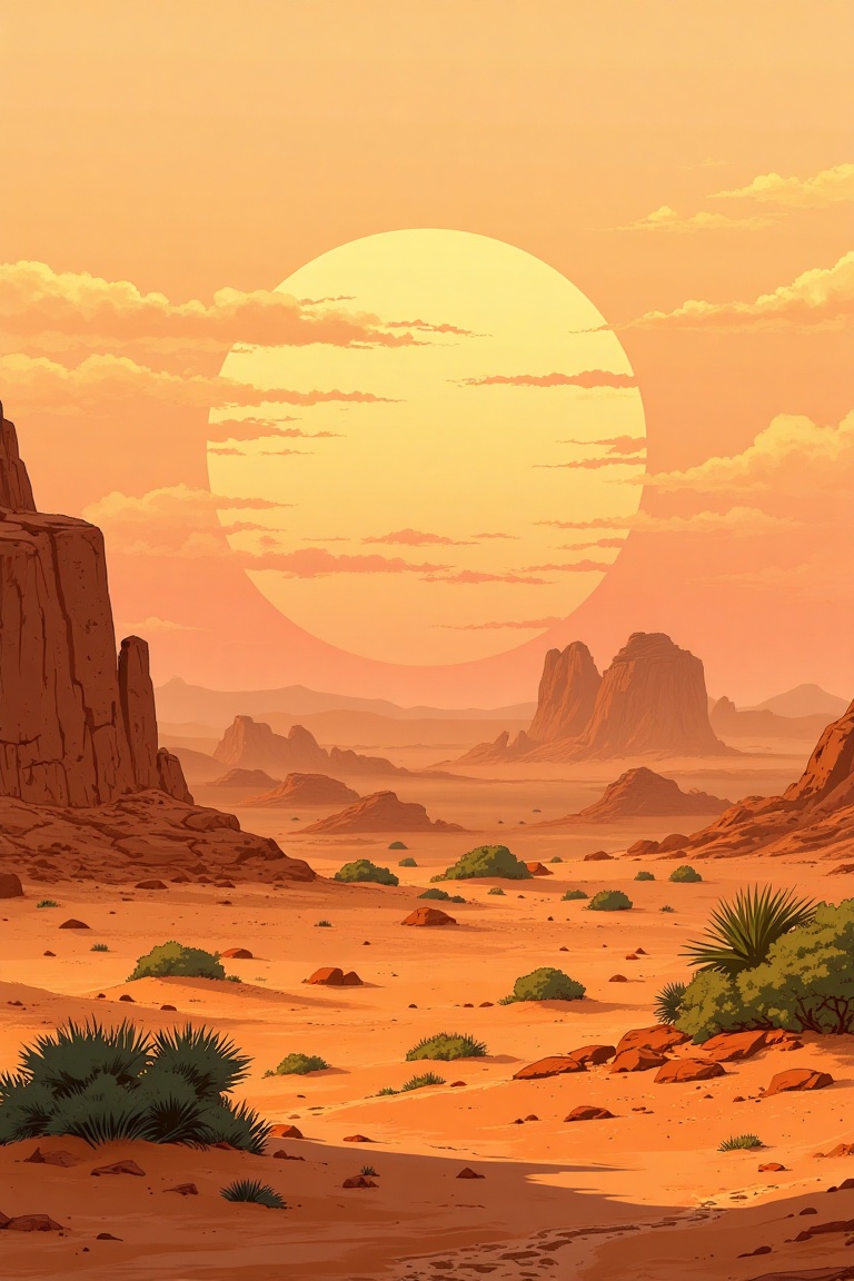 Aesthetic_wallpaper,  illustration wallpaper of mediterian desert,  t0k style on Tensor.Art