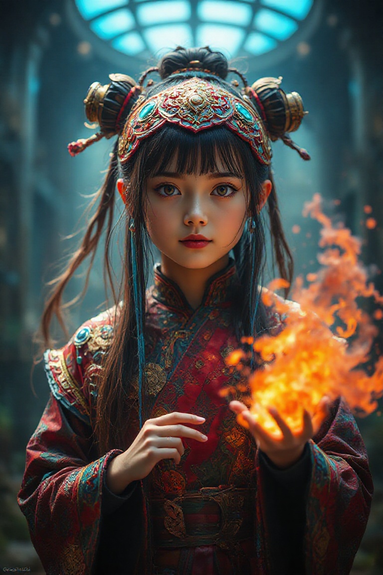 The best quality resolution image of the most beautiful and talented little girl,  A martial arts master who uses kung fu...