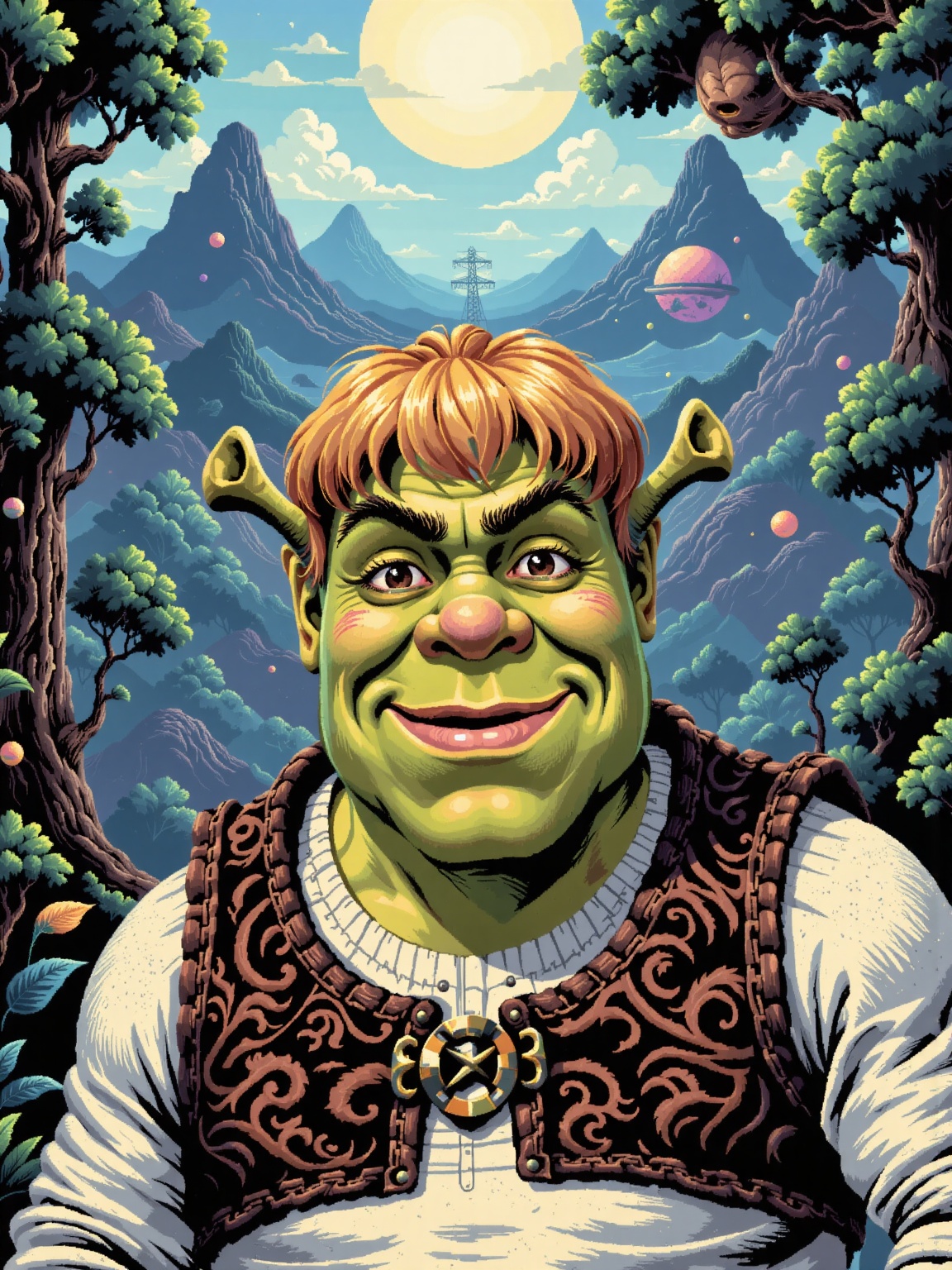 Shrek with a blond wig,  beautifully ugly..,  Adrr-Pxl on Tensor.Art