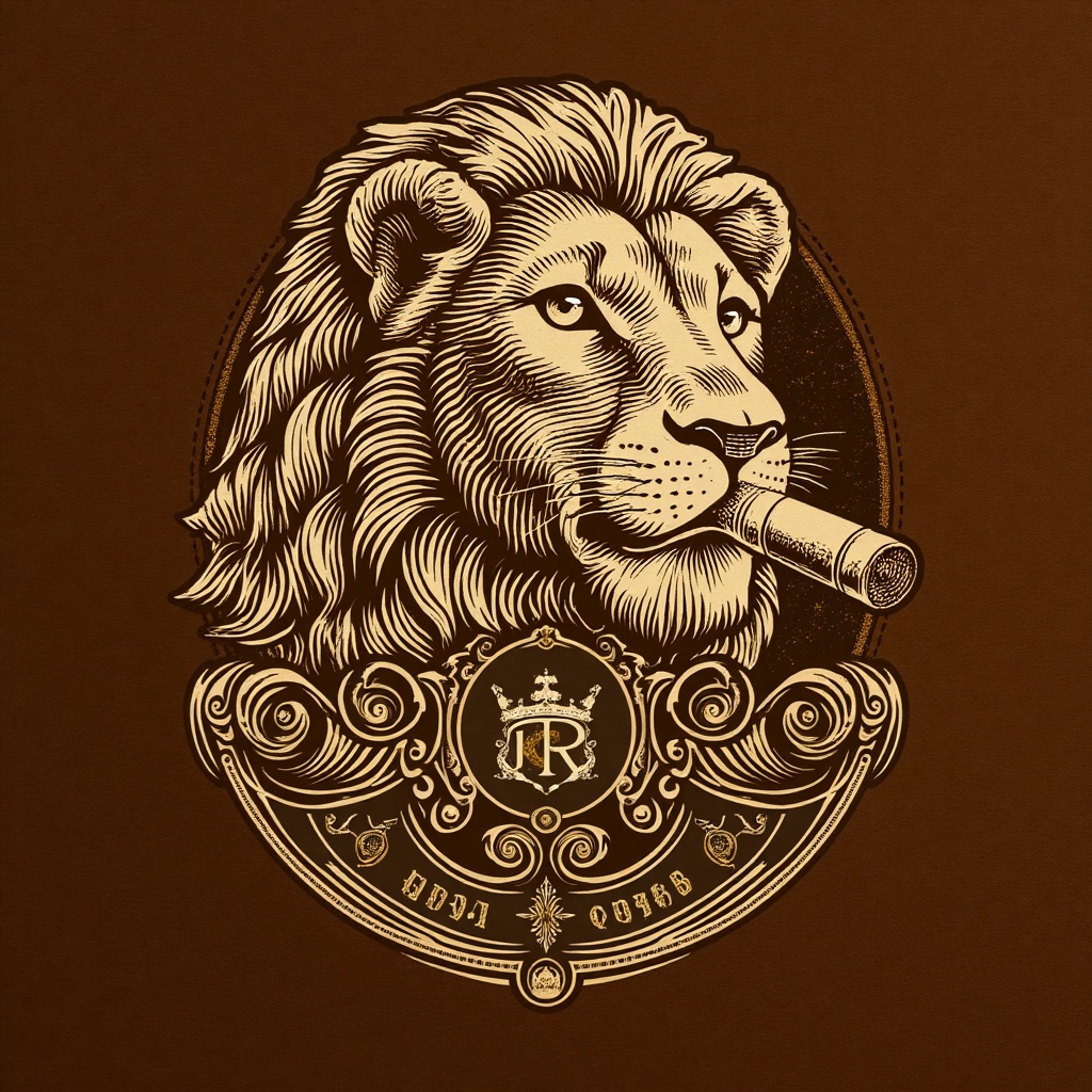 Regal Cigar Co.'s opulent branding label features an exquisite masterpiece illustration with majestic golden lines as the...