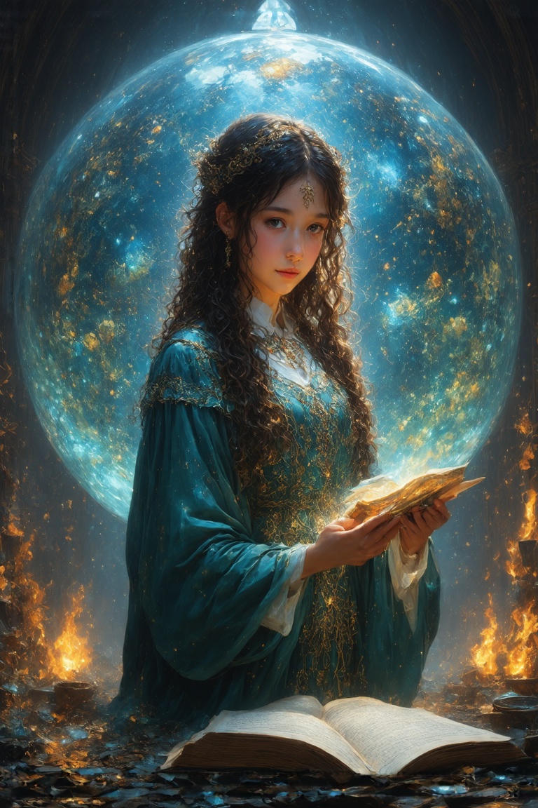 Title: "Divine Harmony: A Priestess and the Enchanted Ecosystem" In this award-winning photo masterpiece,  a solo girl sta...
