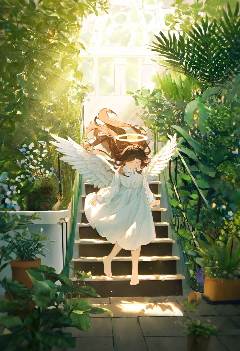 1girl,  halo,  plant on Tensor.Art
