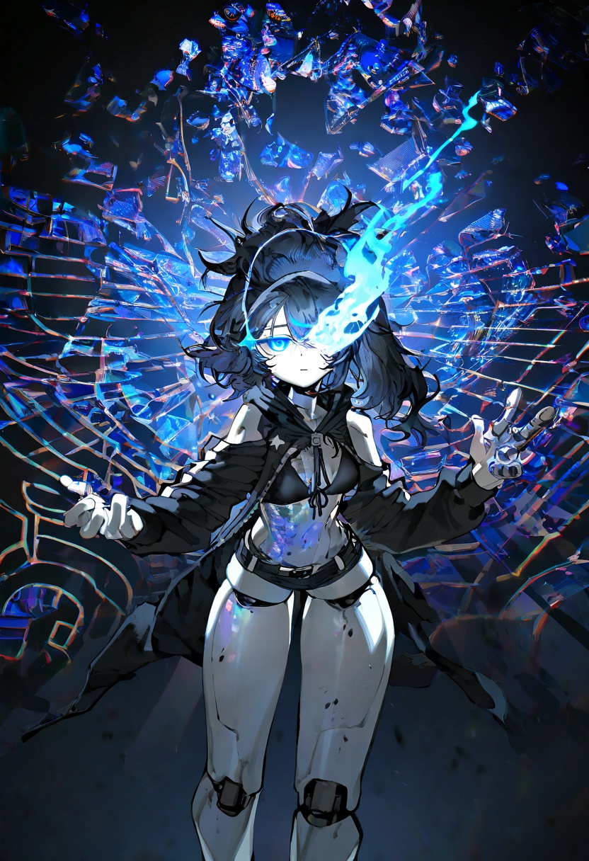 1girl ,  black_rock_shooter ,  optical illusion on Tensor.Art