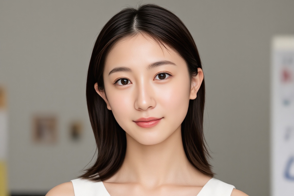 realistic photo of young woman,  smile for camera on Tensor.Art