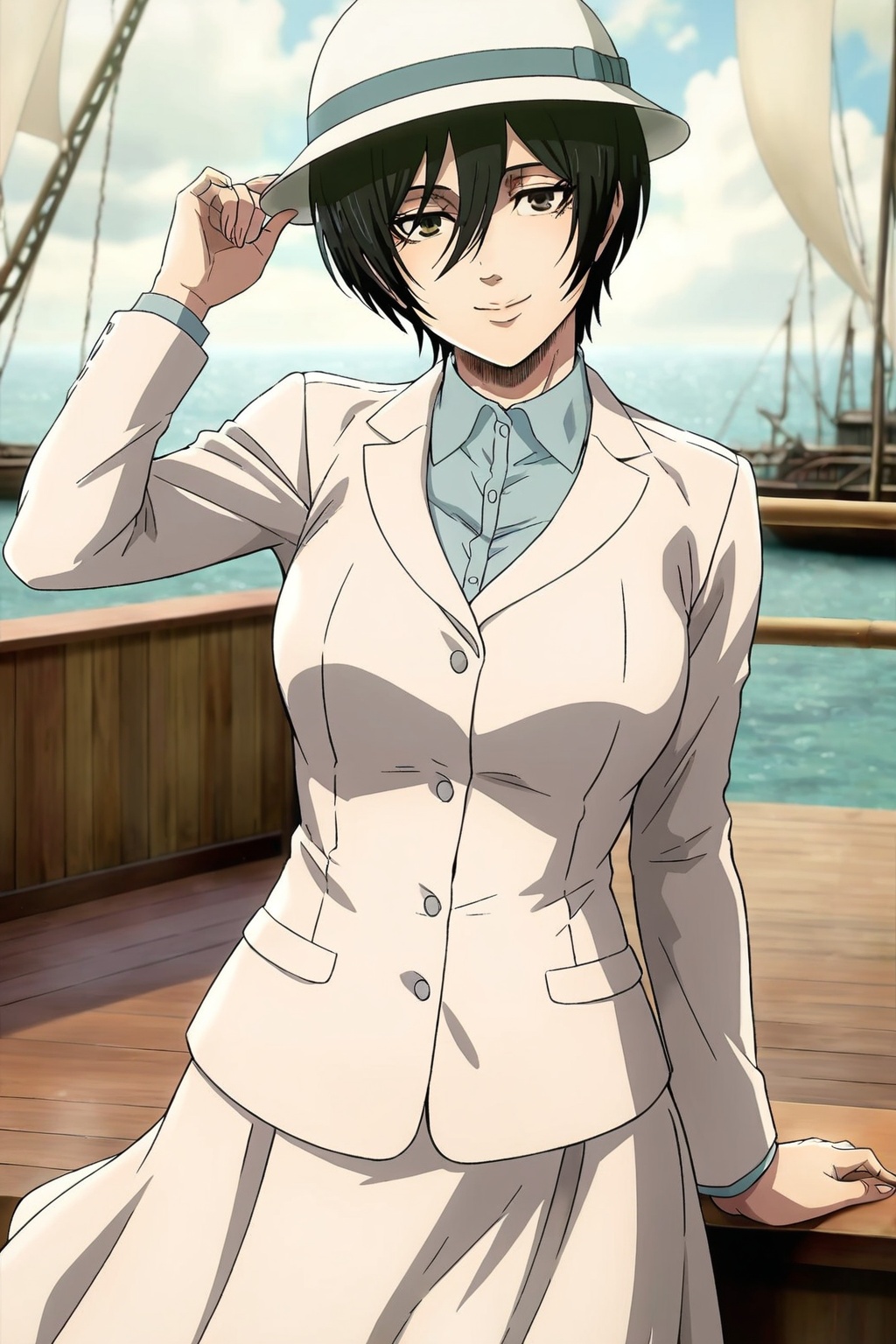 Smile ,  at port ,  ship on Tensor.Art