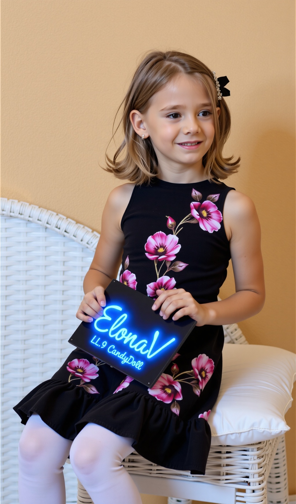 HDR photo of full body shot of a high quality award winning photo of a little 9 year old girl ElonaVDW with flat chest and...