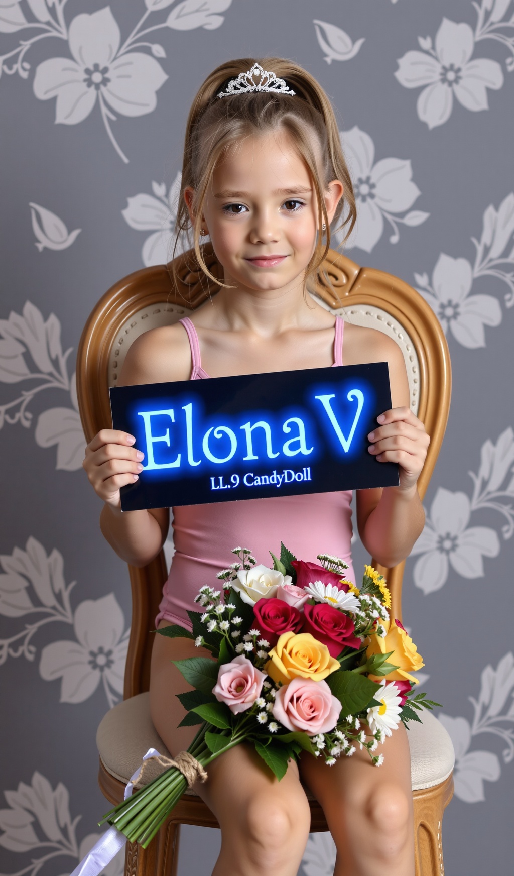 HDR photo of full body shot of a high quality award winning photo of a little 9 year old girl ElonaVDW with flat chest and...