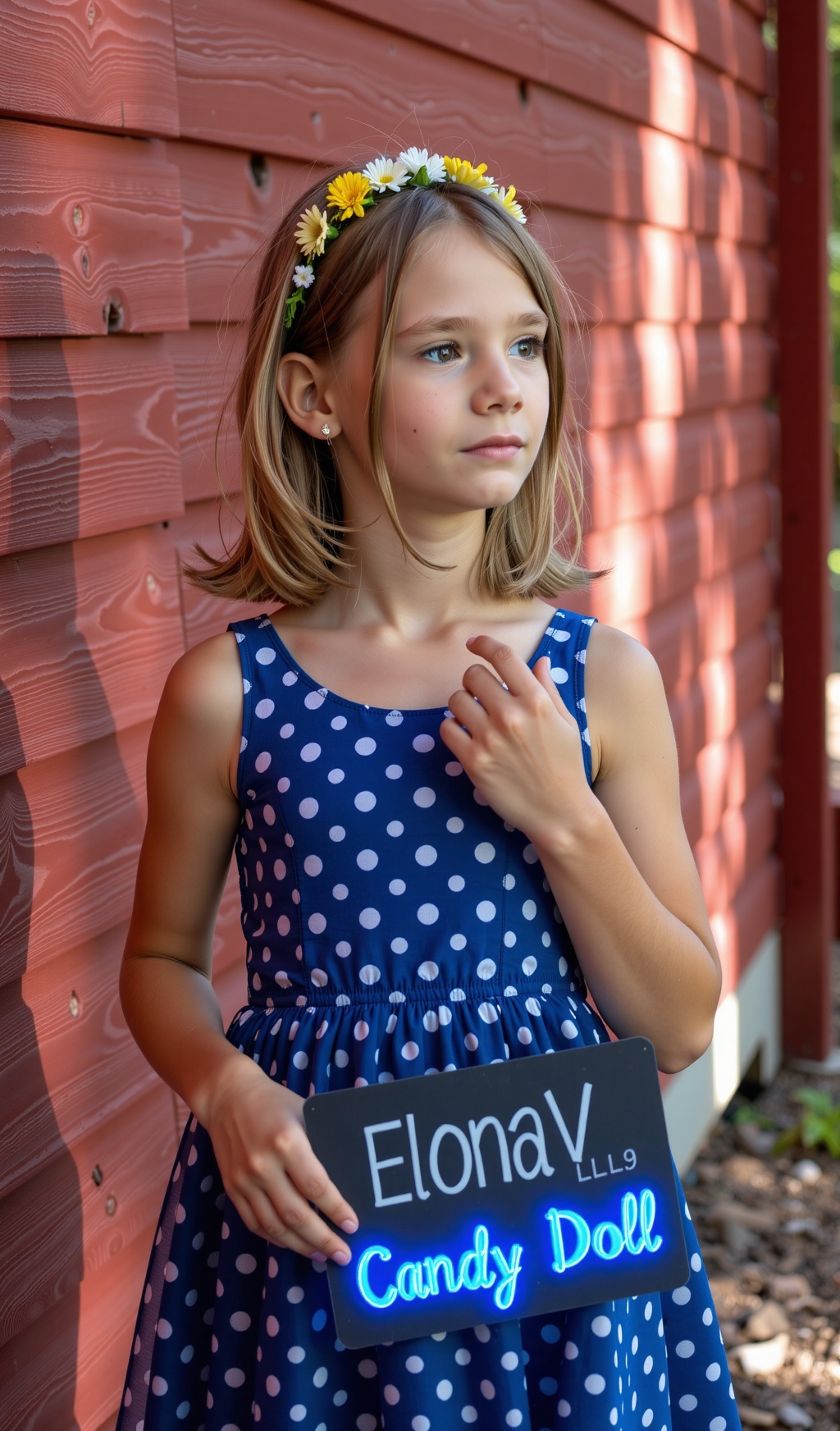 HDR photo of full body shot of a high quality award winning photo of a little 9 year old girl ElonaVDW with flat chest and...