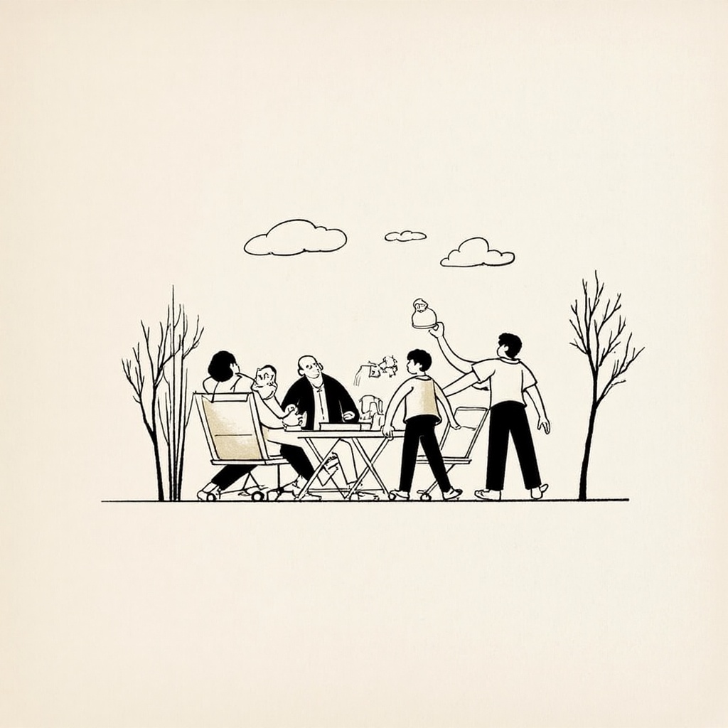 doodle line art,  Illustration,  a scene befỏe the new year 2025 on Tensor.Art