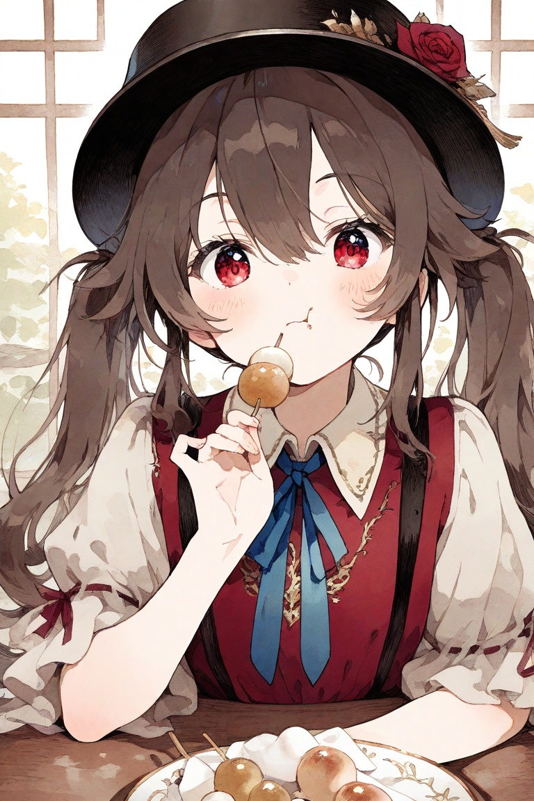 1girl,  food in mouth,  plate on Tensor.Art