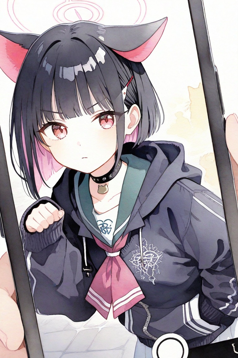 1girl,  kazusa \(blue archive\),  hood down on Tensor.Art