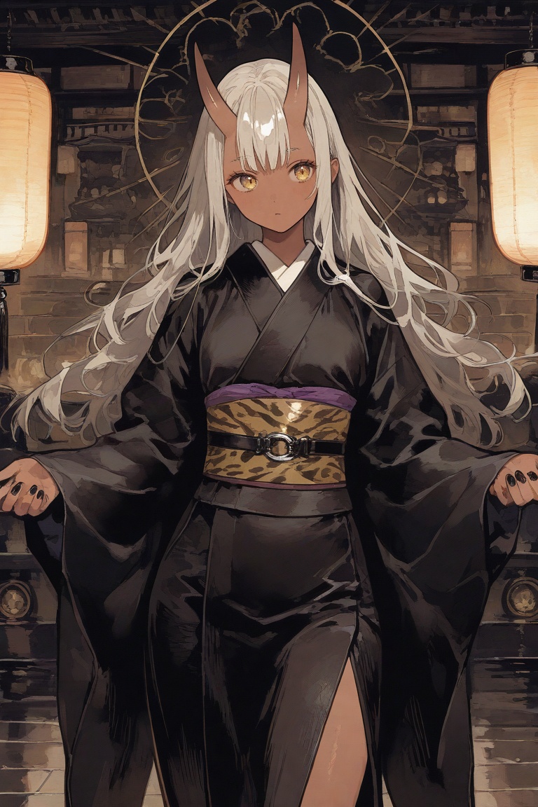 1girl,  oni,  dark skin on Tensor.Art