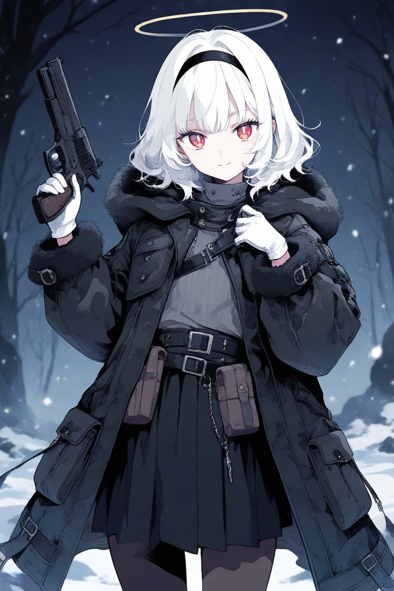 1girl,  hood down,  gun on Tensor.Art