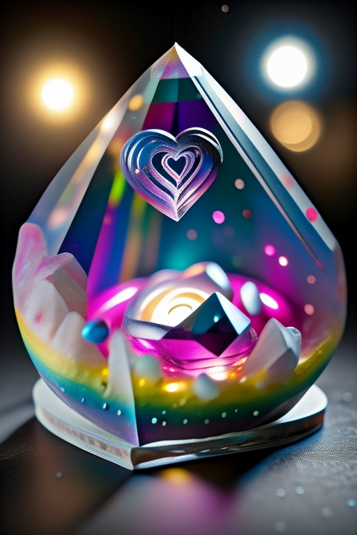 still life,  rainbow quarts,  heart item on Tensor.Art