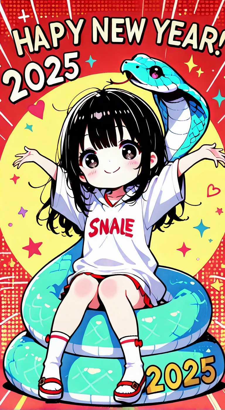 One girl,  smiling,  snake on Tensor.Art