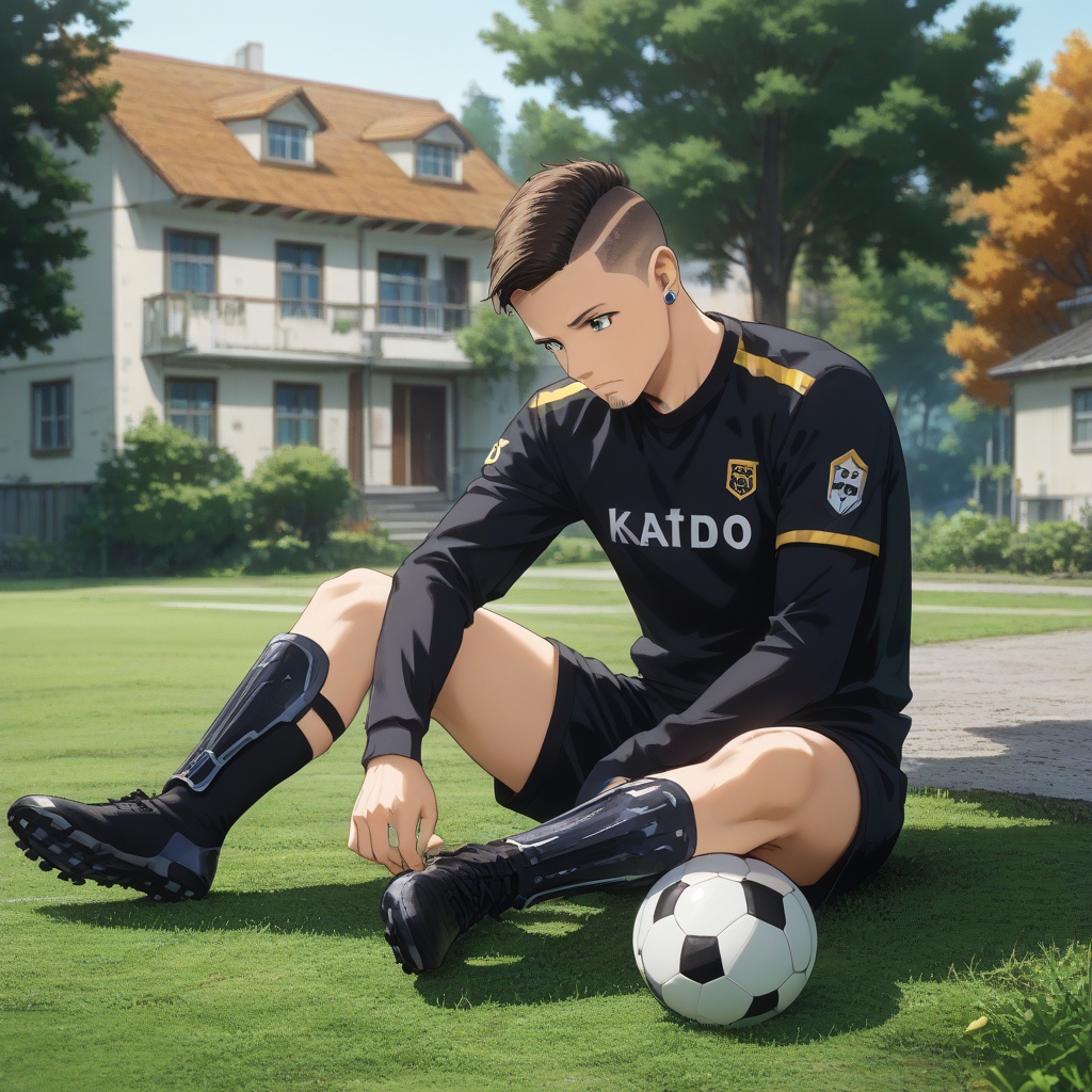 shin guard in socks,  wearing shin guards,  ball on Tensor.Art