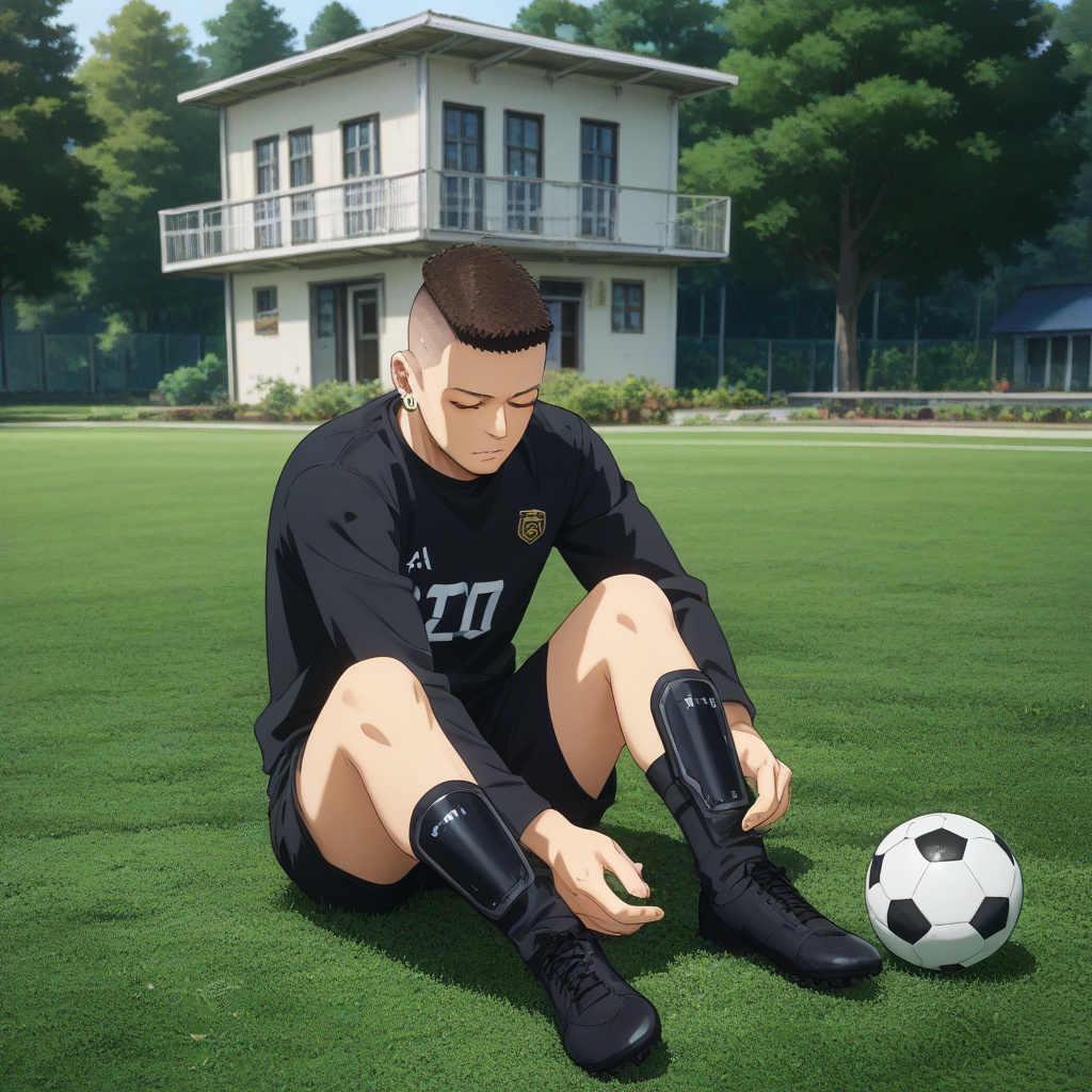 shin guard,  wearing shin guards,  ball on Tensor.Art