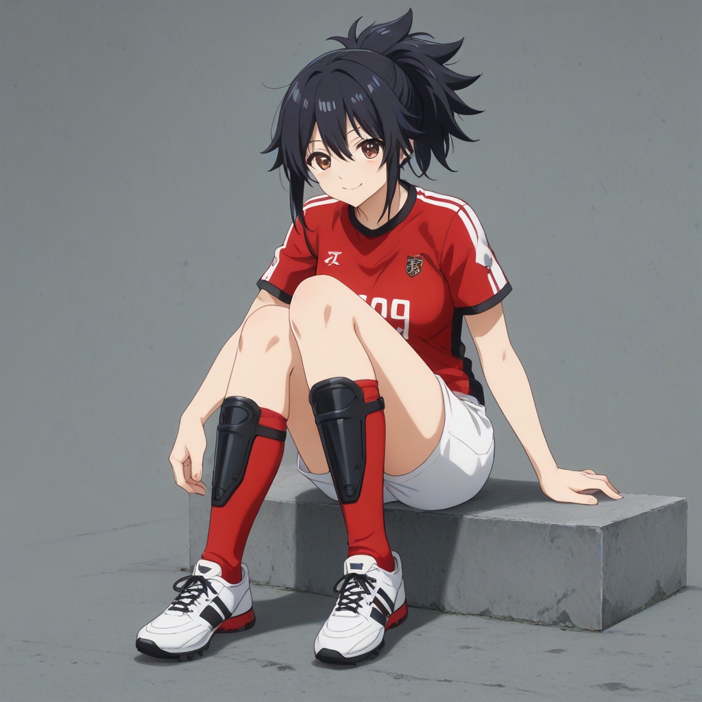wearing shin guards,  black shin guard,  anime coloring on Tensor.Art