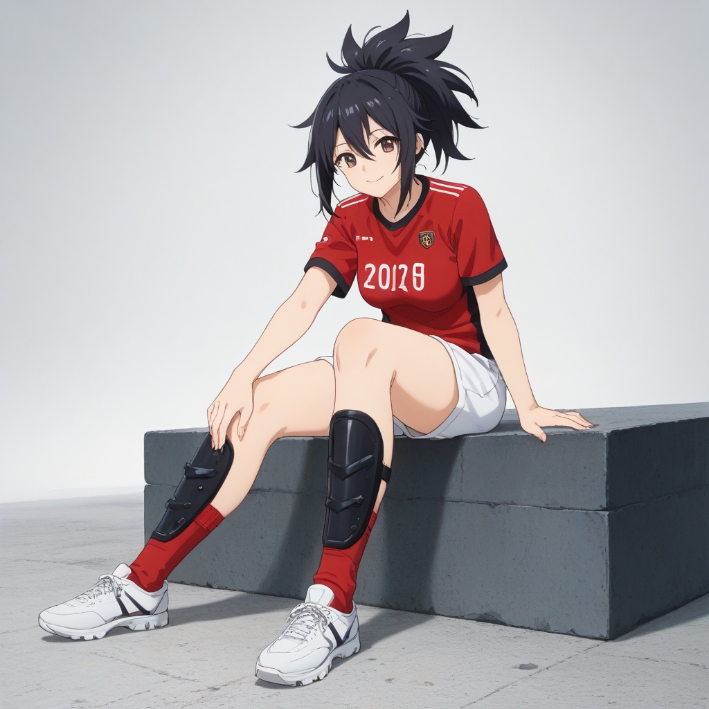 wearing shin guards,  black shin guard,  anime coloring on Tensor.Art