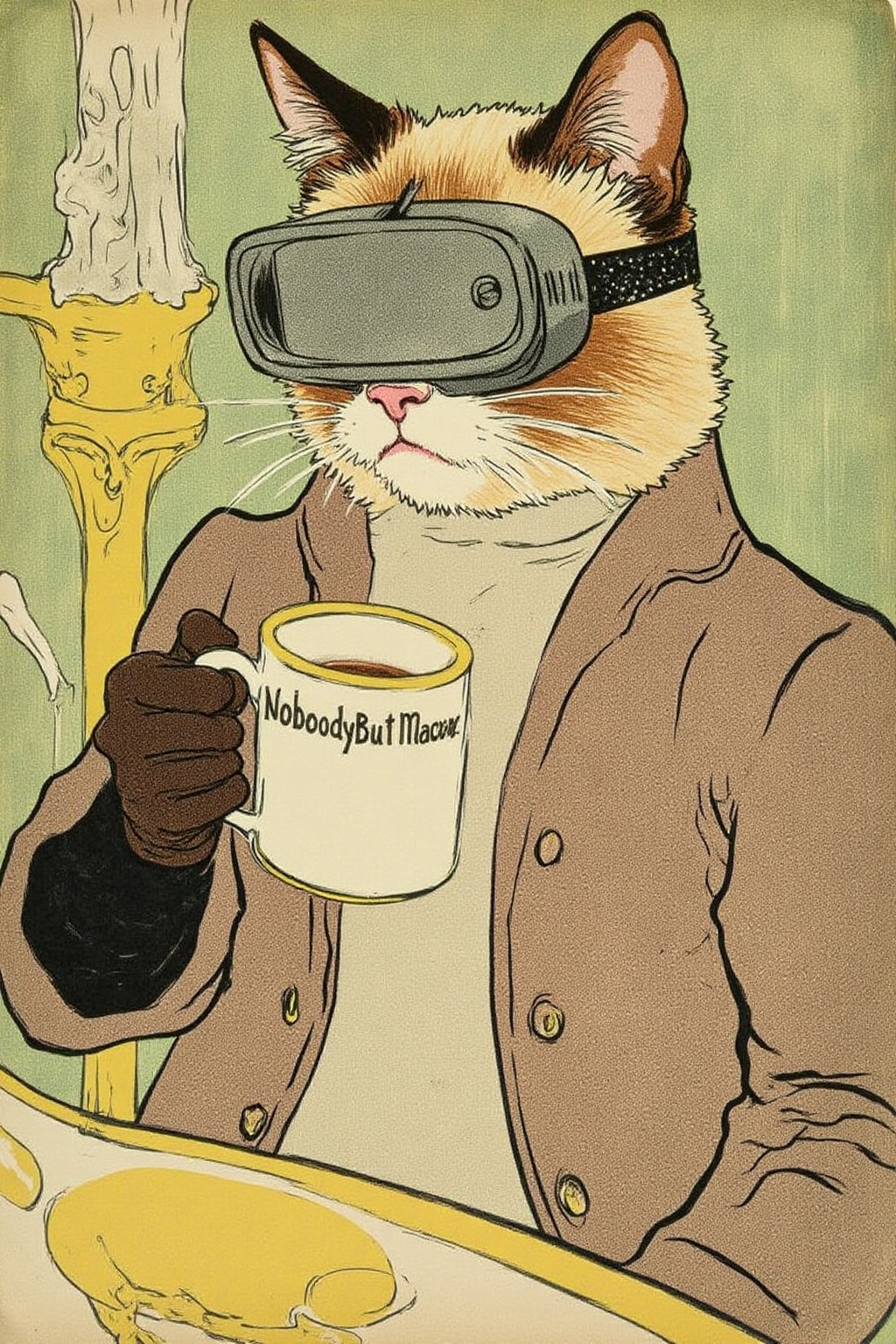lautrec1 illustration rendered in a stylized,  Art Nouveau style typical of the era,  with a pastel color palette dominate...