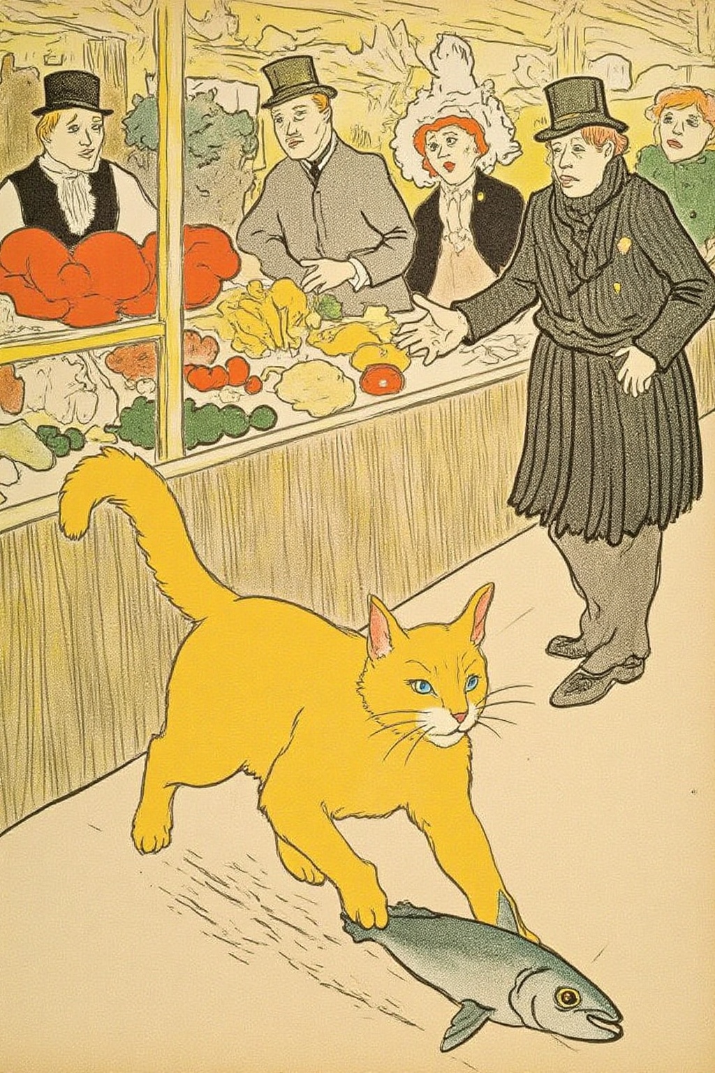 lautrec1 illustration This is a whimsical,  hand-drawn illustration with a soft,  pastel color palette on Tensor.Art
