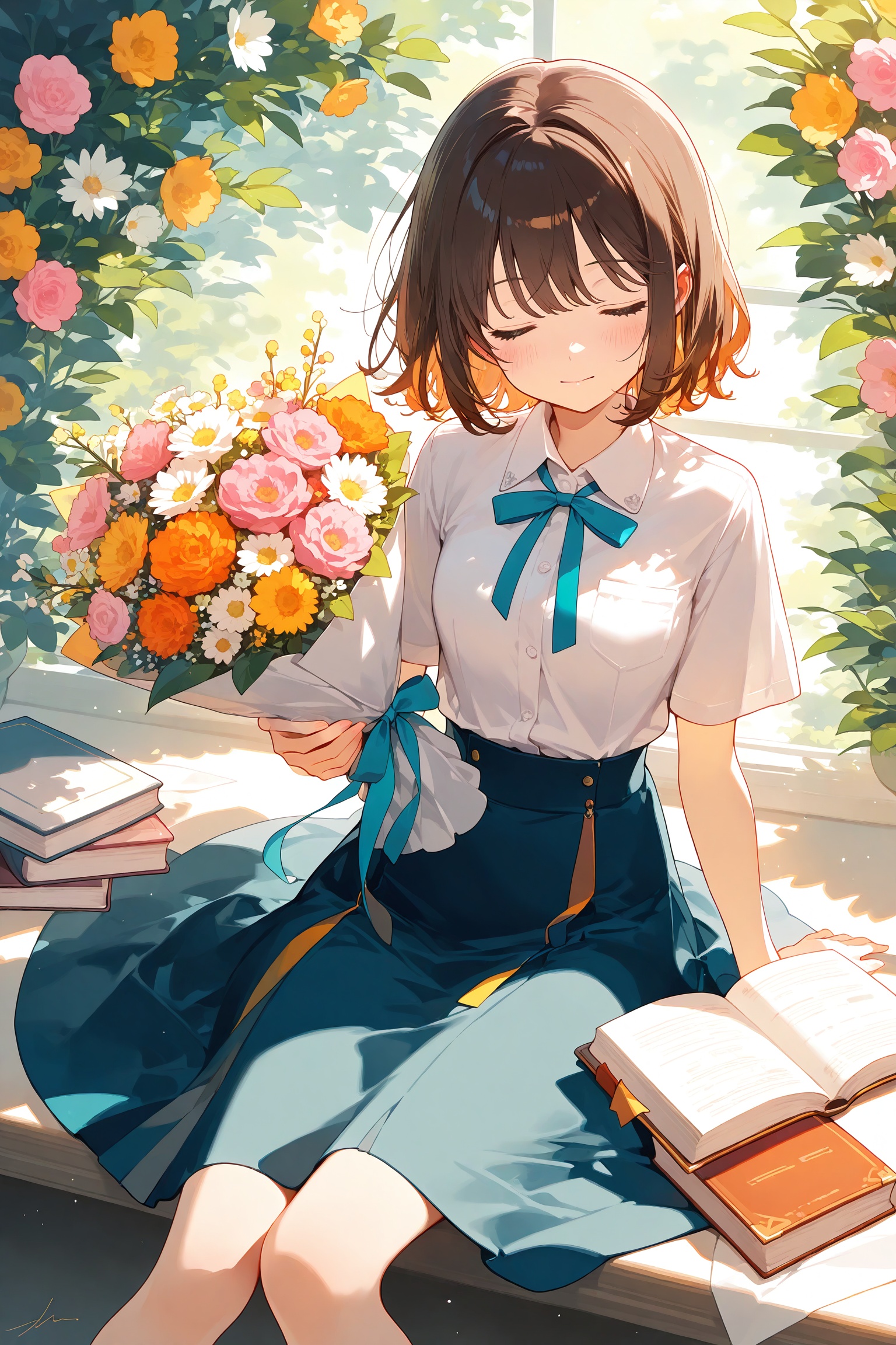 1girl,  solo,  book on Tensor.Art