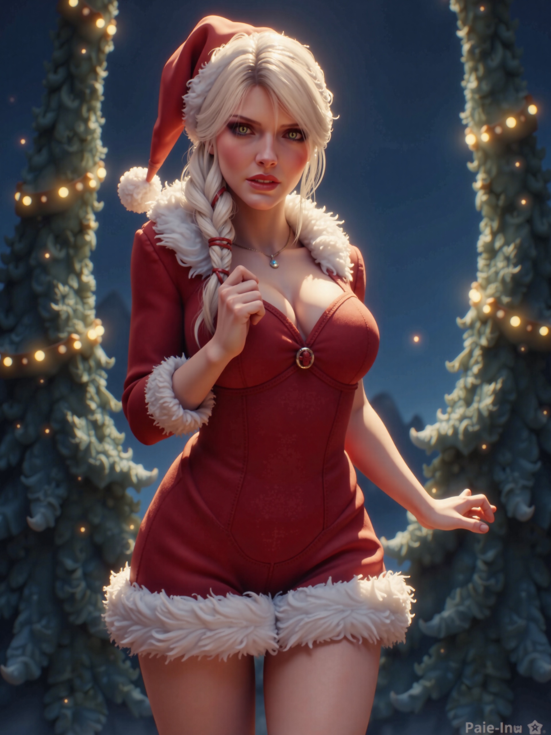 Ciri-W4,  blonde hair,  piercing green eyes on Tensor.Art