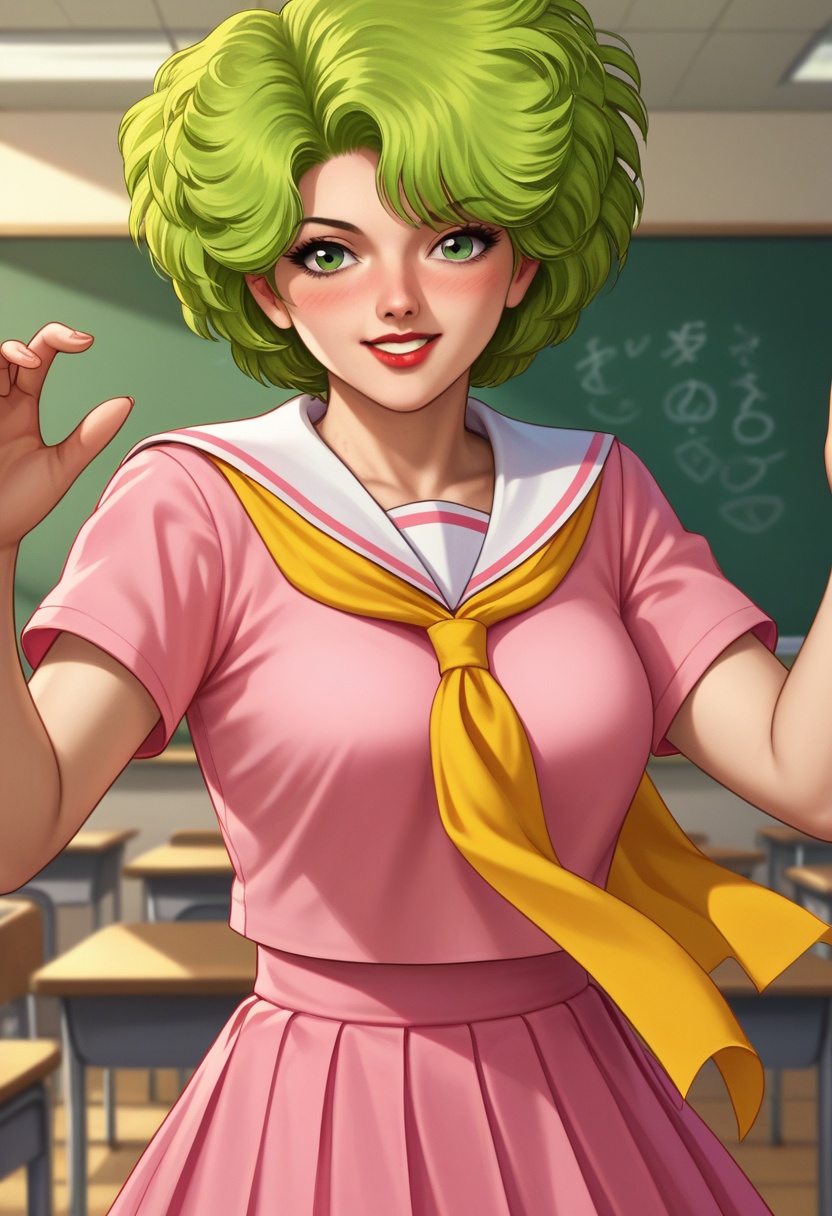 shimeru fubata,  green hair,  short hair on Tensor.Art