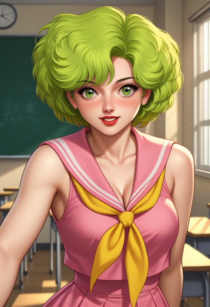 shimeru fubata,  green hair,  short hair on Tensor.Art