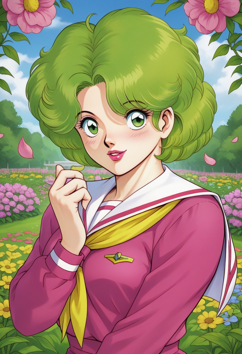 shimeru fubata,  green hair,  short hair on Tensor.Art