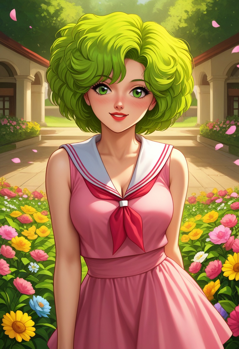 shimeru fubata,  green hair,  short hair on Tensor.Art
